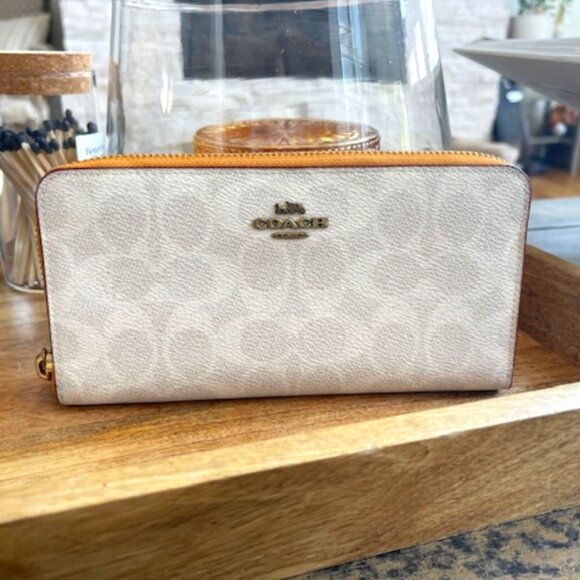 Coach Accessories - COACH Accordion Zip Wallet In Blocked Signature Canvas